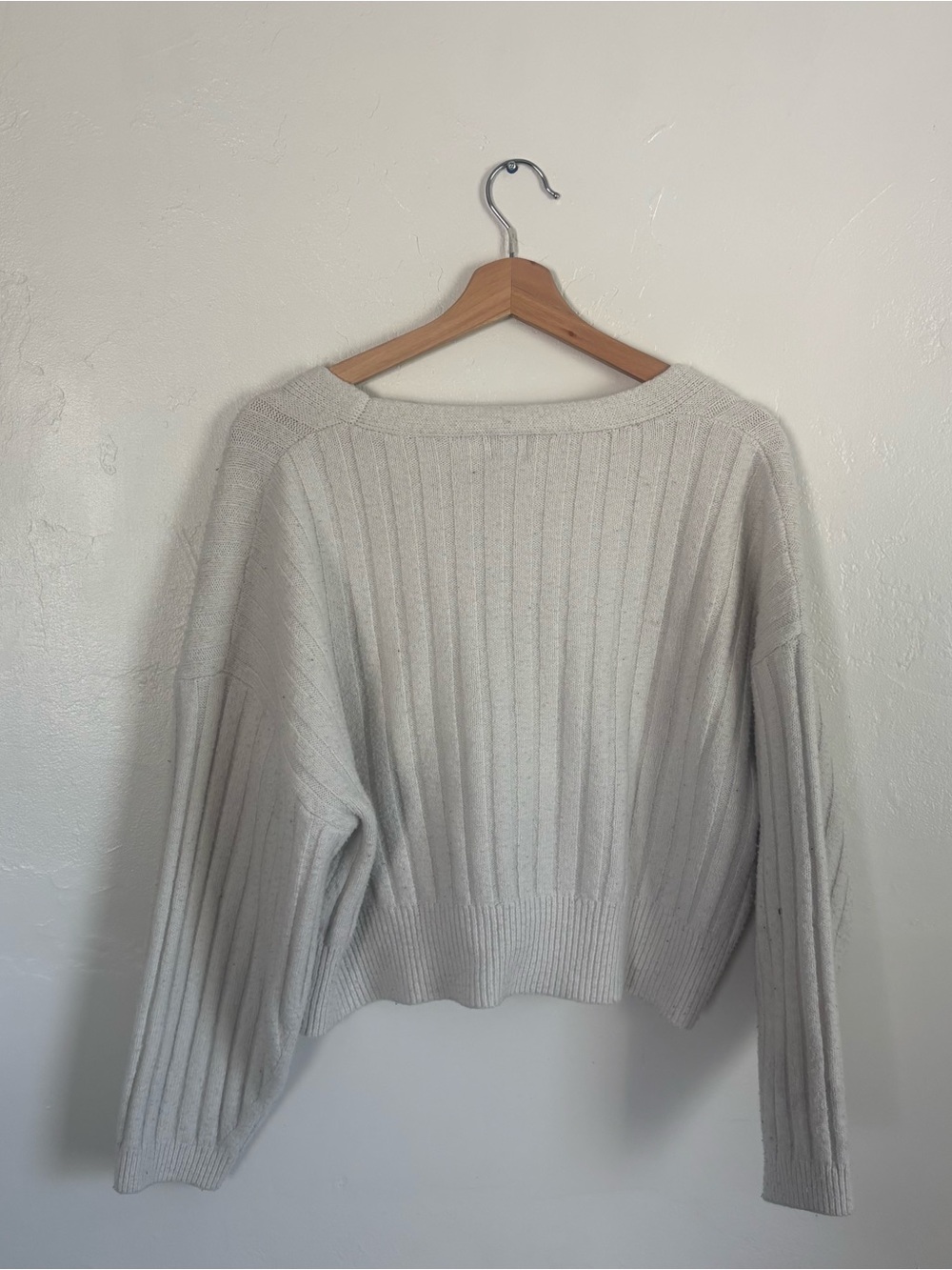 a new day Cream Ribbed V-Neck Button Cardigan - Picture 3 of 4
